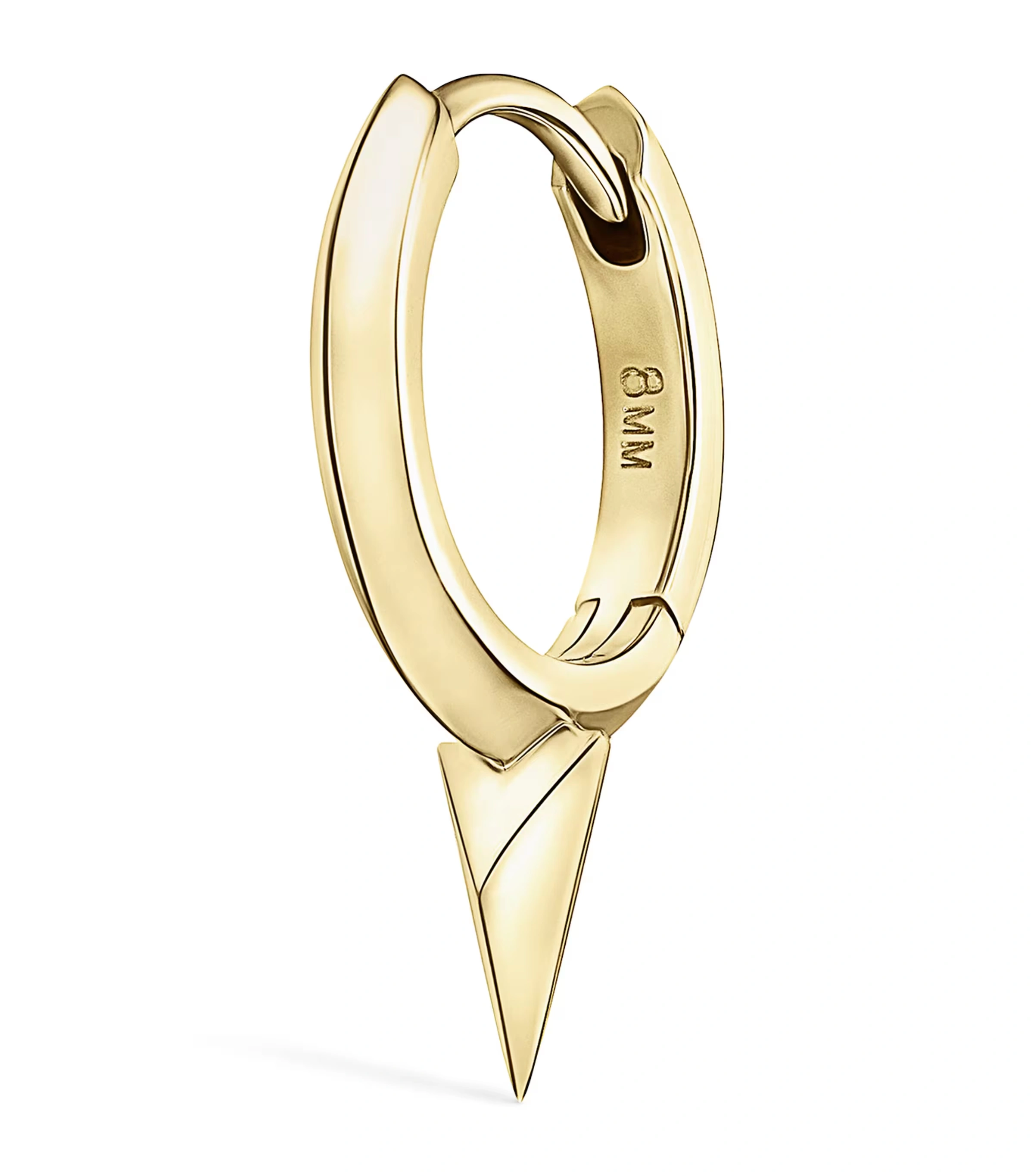 Yellow Gold Faceted Single Short Spike Hoop Earring (8mm)