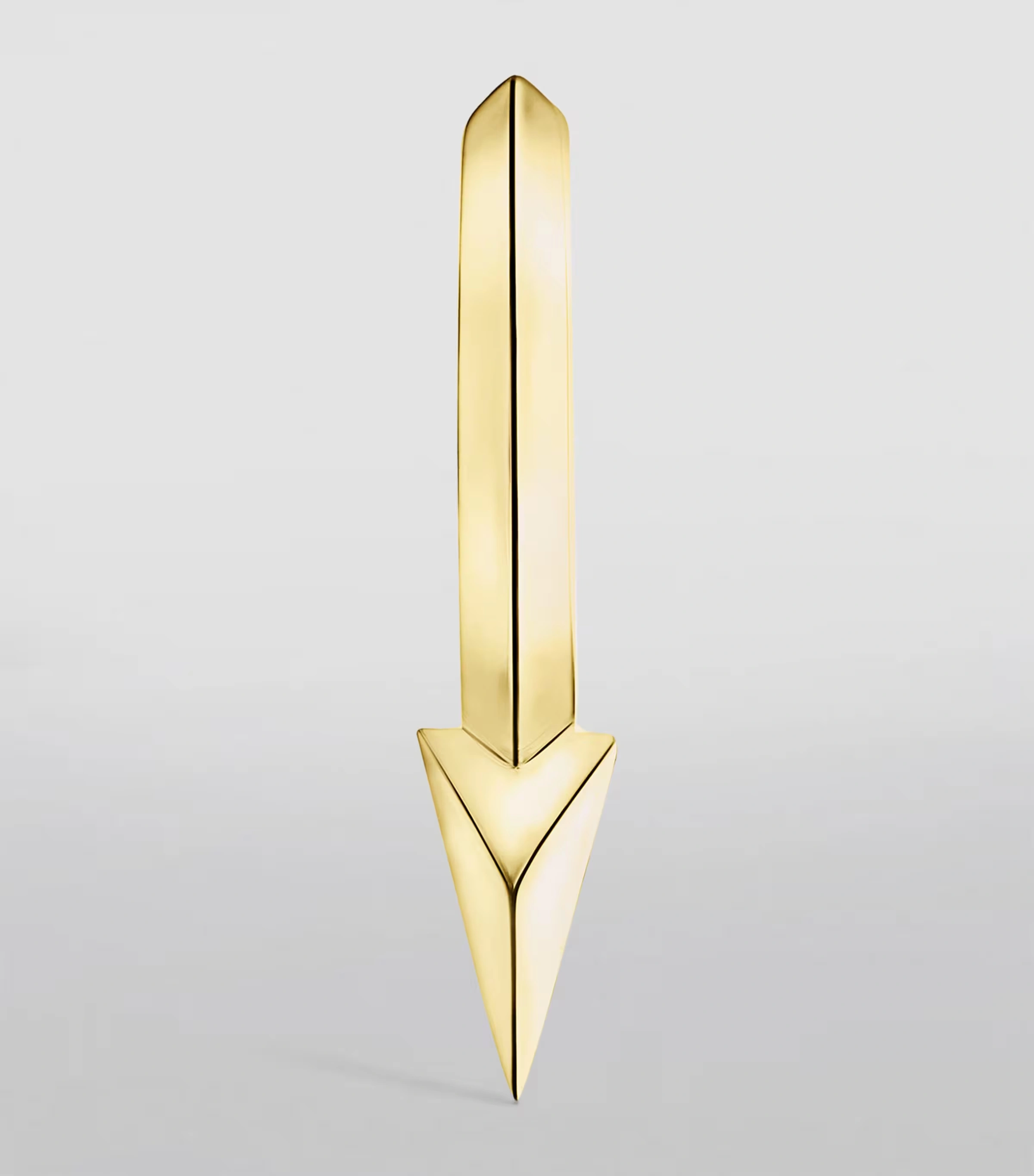 Yellow Gold Faceted Single Short Spike Hoop Earring (8mm)