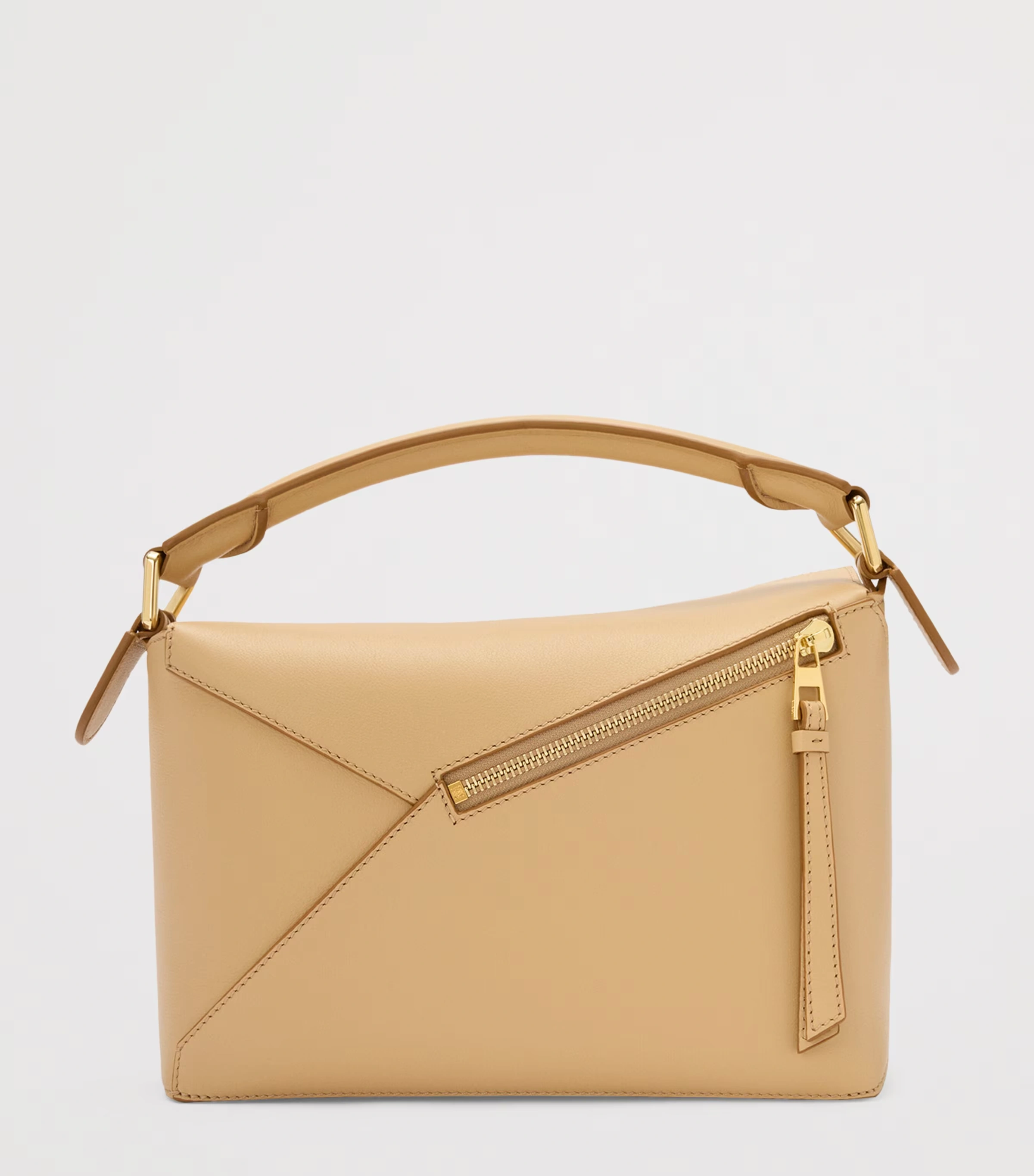 Small Leather Puzzle Edge Top-Handle Bag