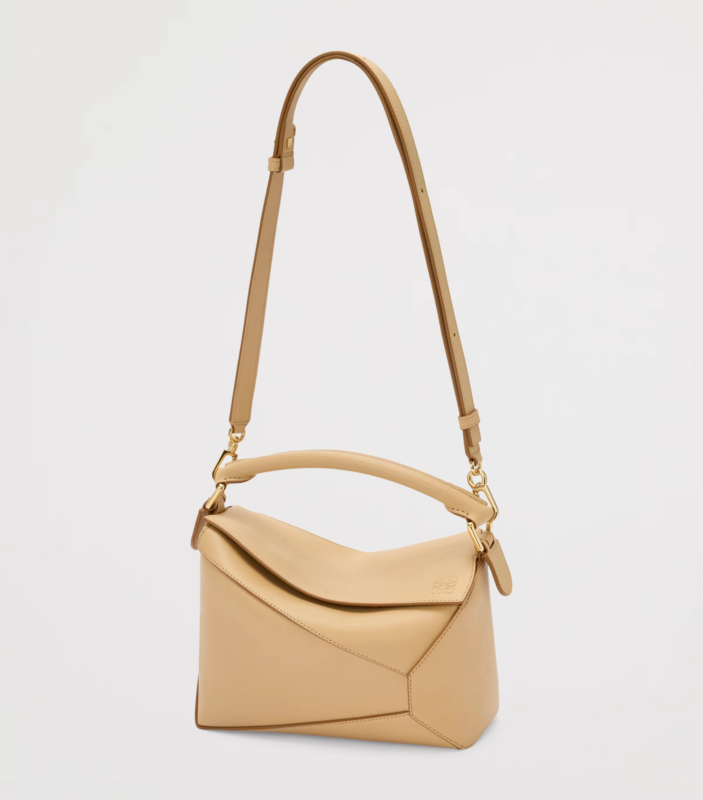 Small Leather Puzzle Edge Top-Handle Bag