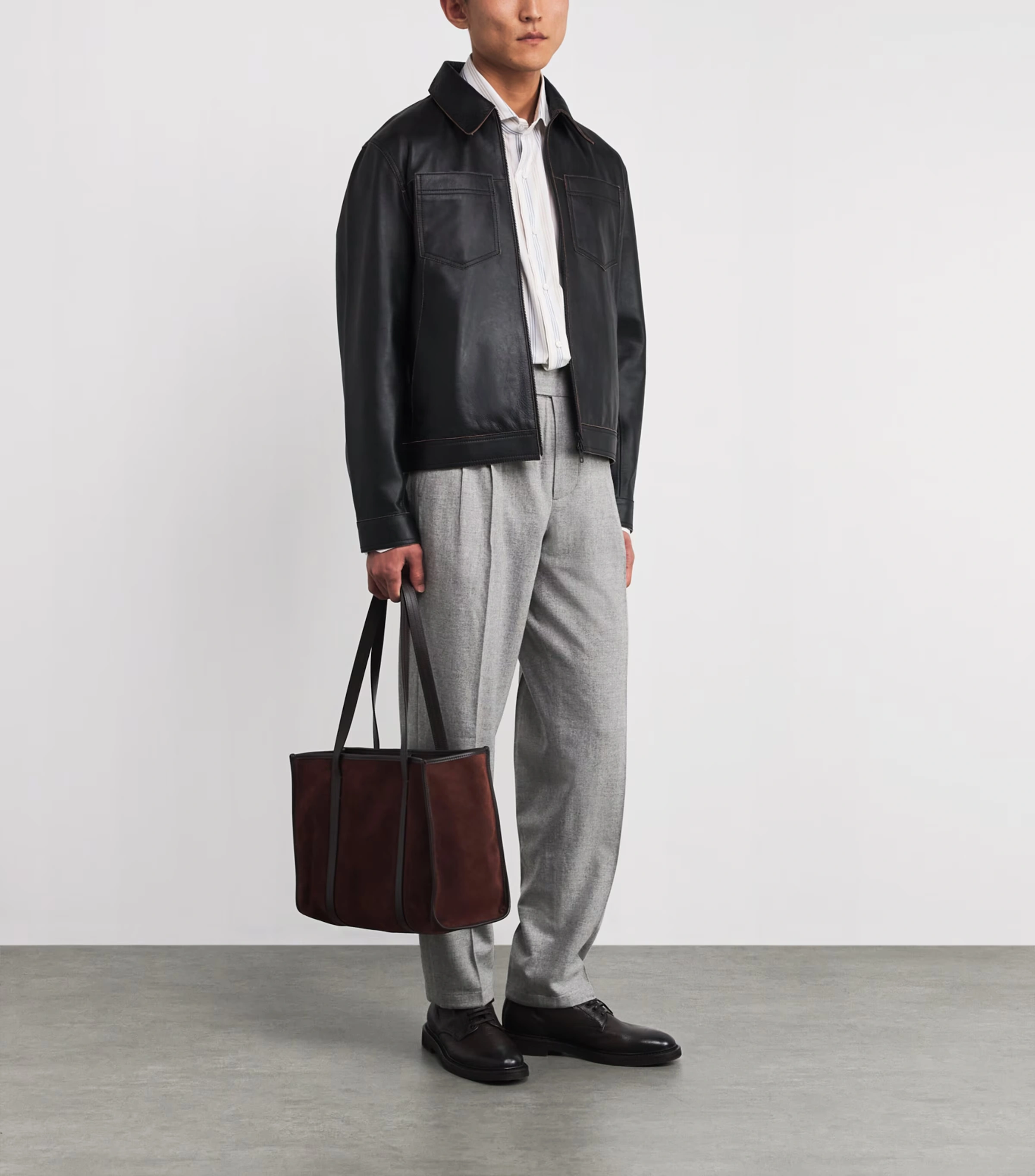 Wool-Blend Pleated Trousers