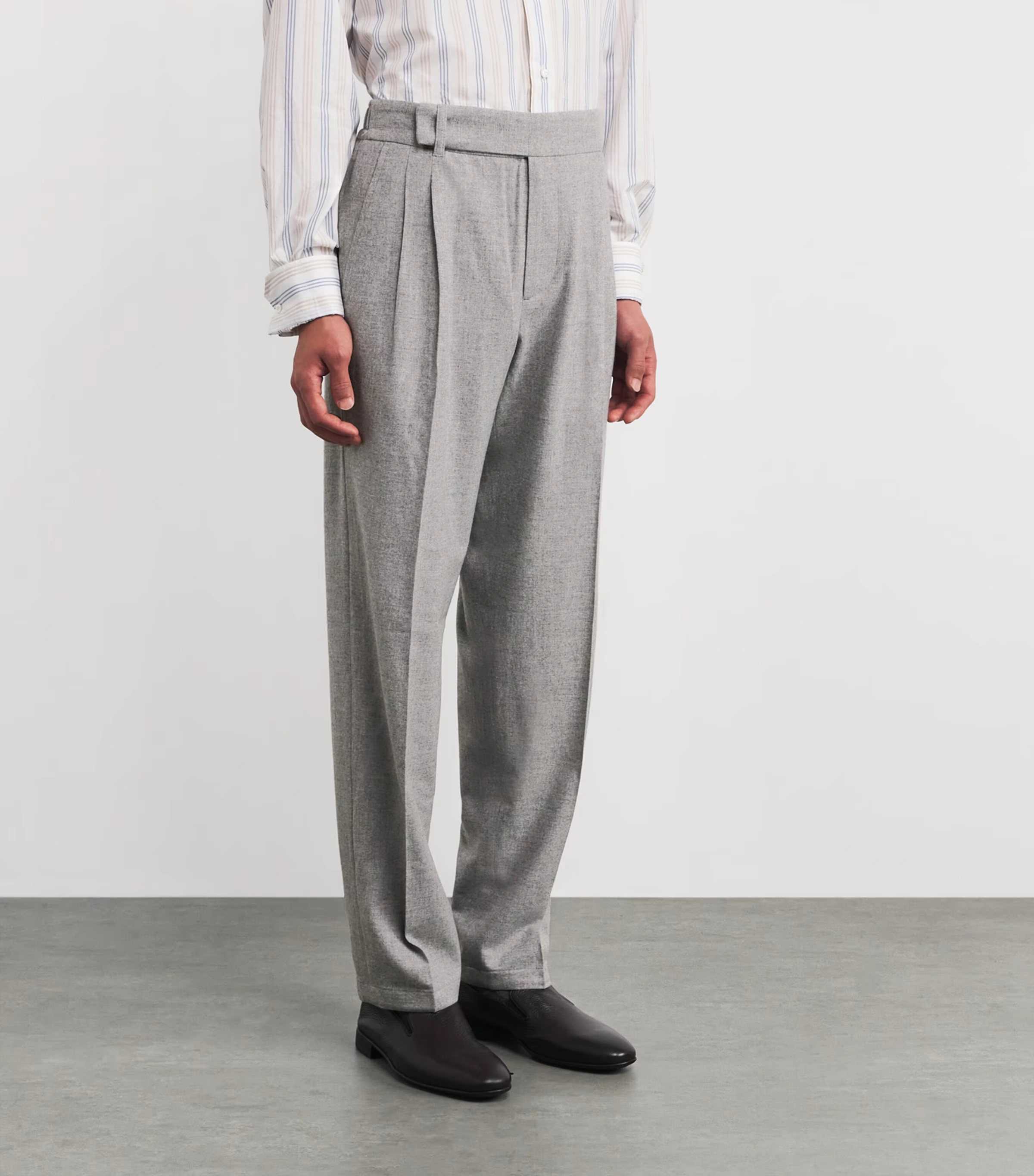 Wool-Blend Pleated Trousers