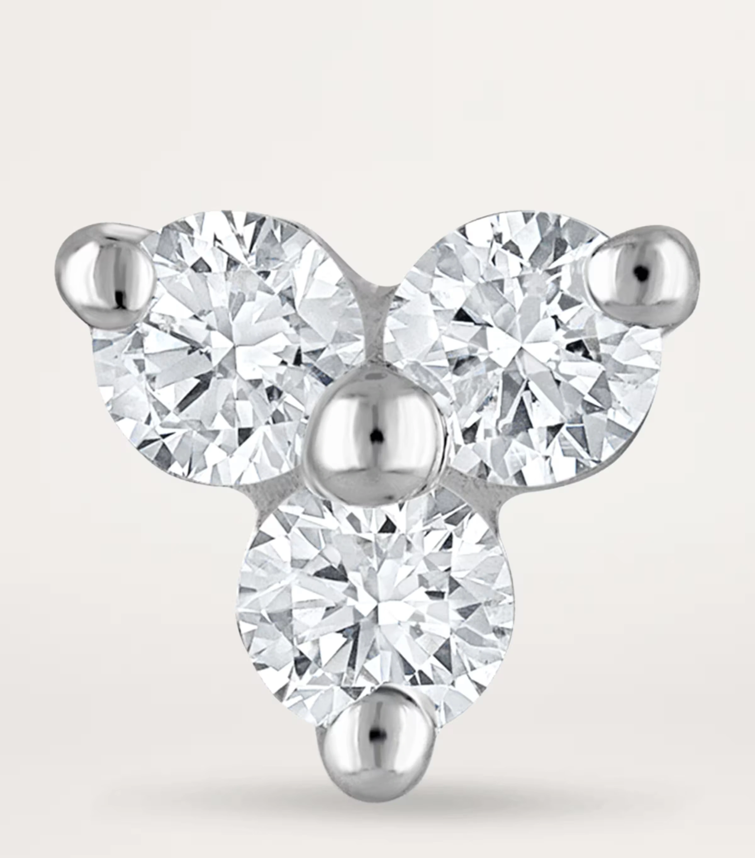 White Gold Diamond Trinity Threaded Stud Earring (4.5mm)