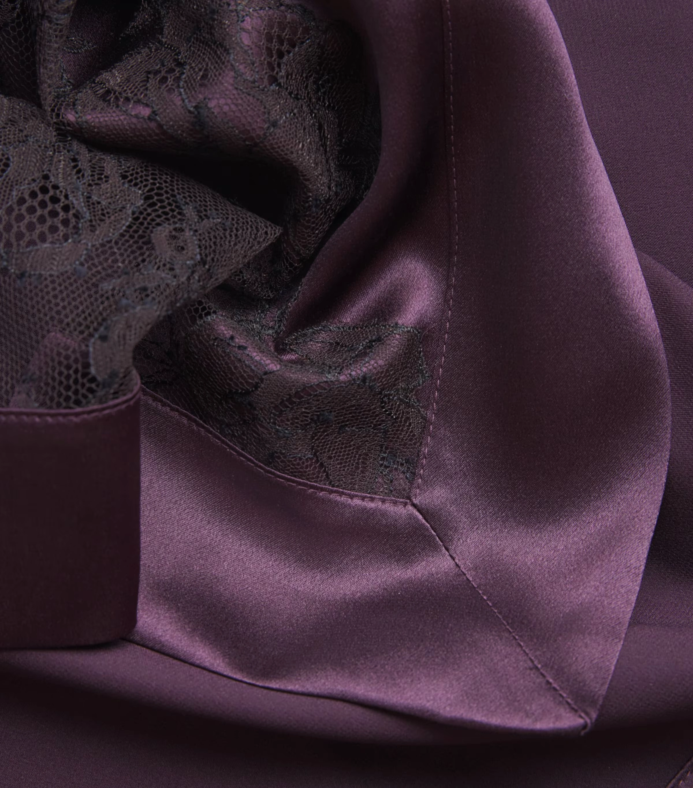 Silk Lace-Detail Long Robe