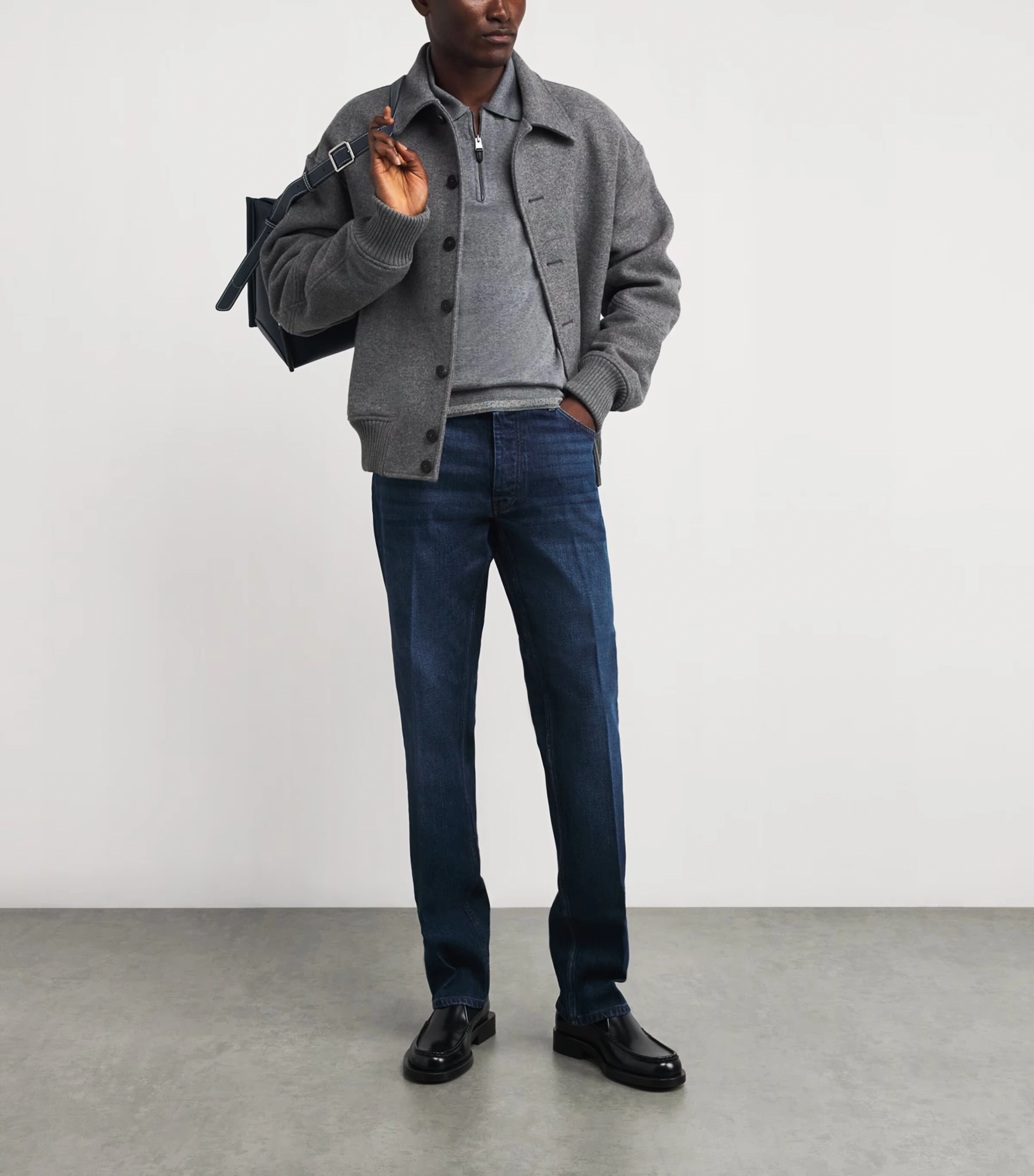 Wool-Blend Zip-Up Polo Shirt