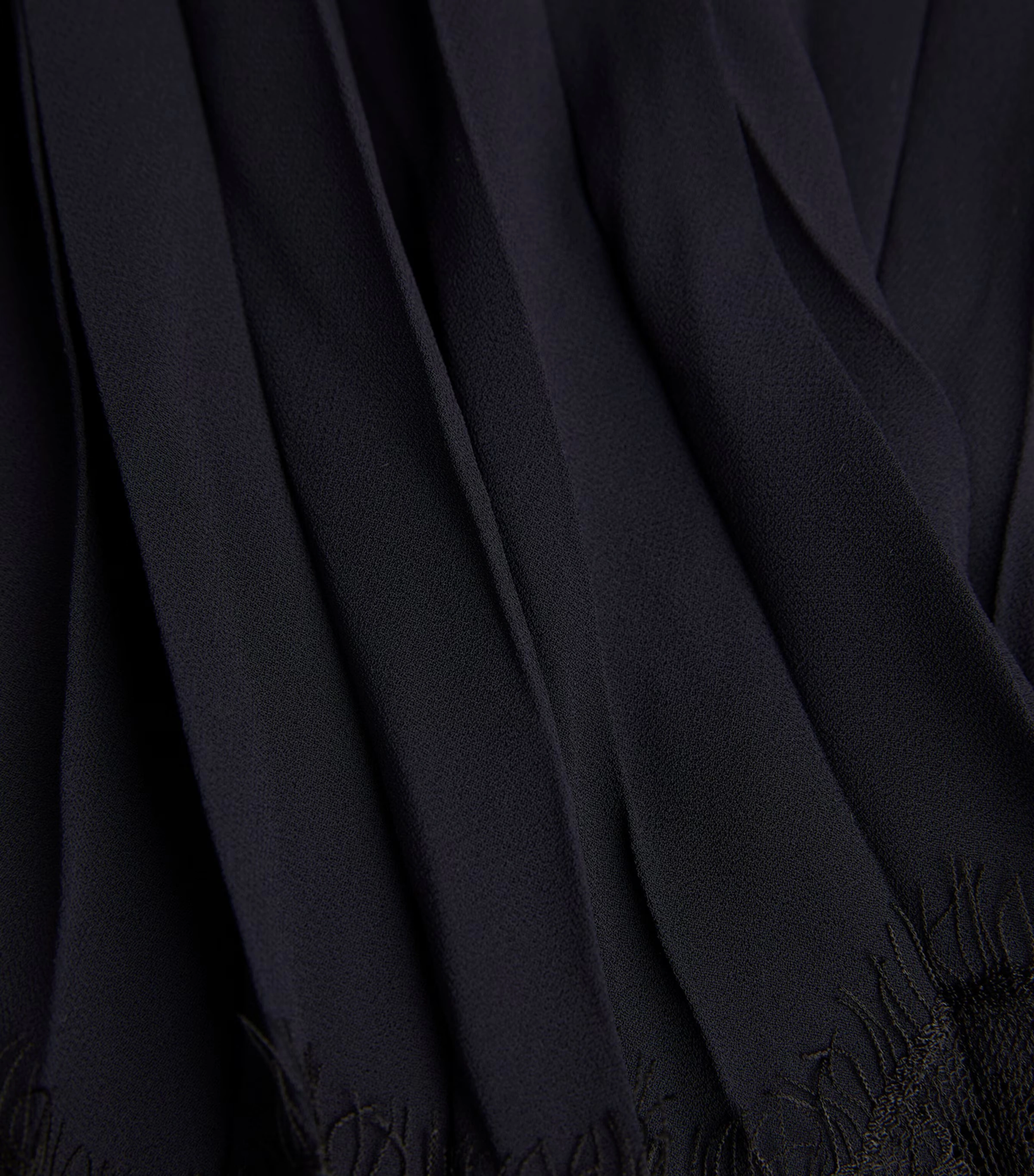 Lace-Trim Pleated Midi Dress