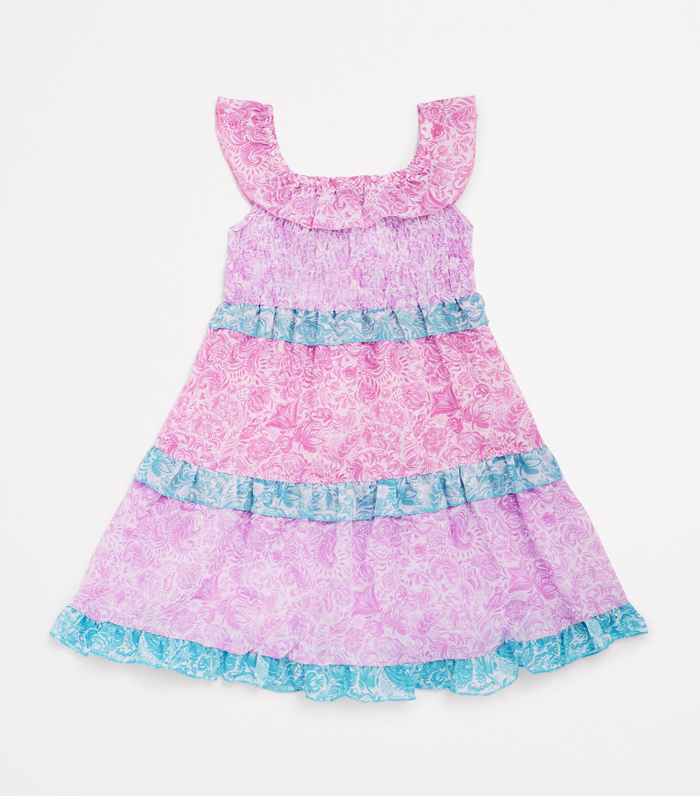 Paisley Print Shirred Dress (2-12 Years)