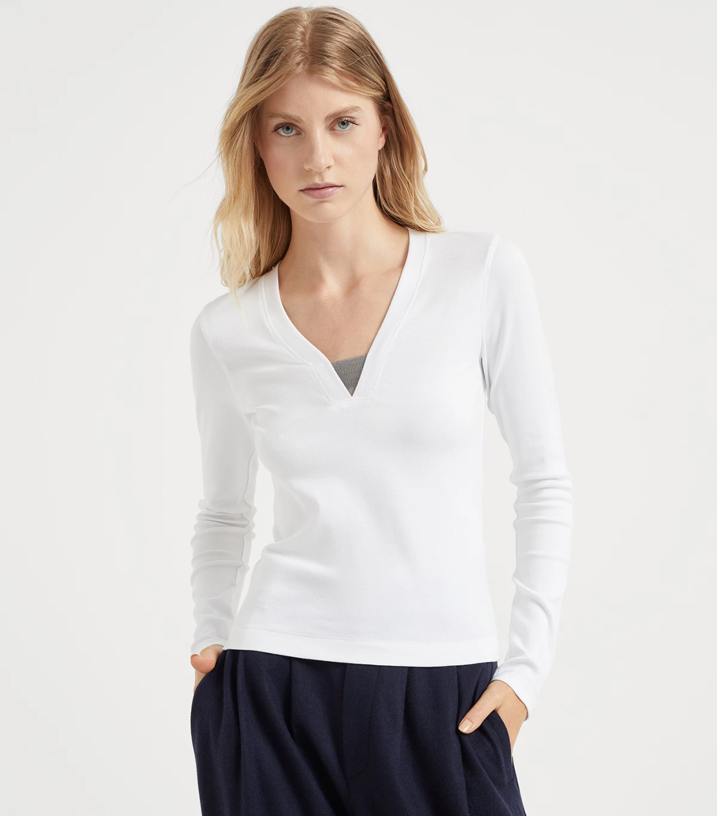 Stretch-Cotton Monili-Detail T-Shirt