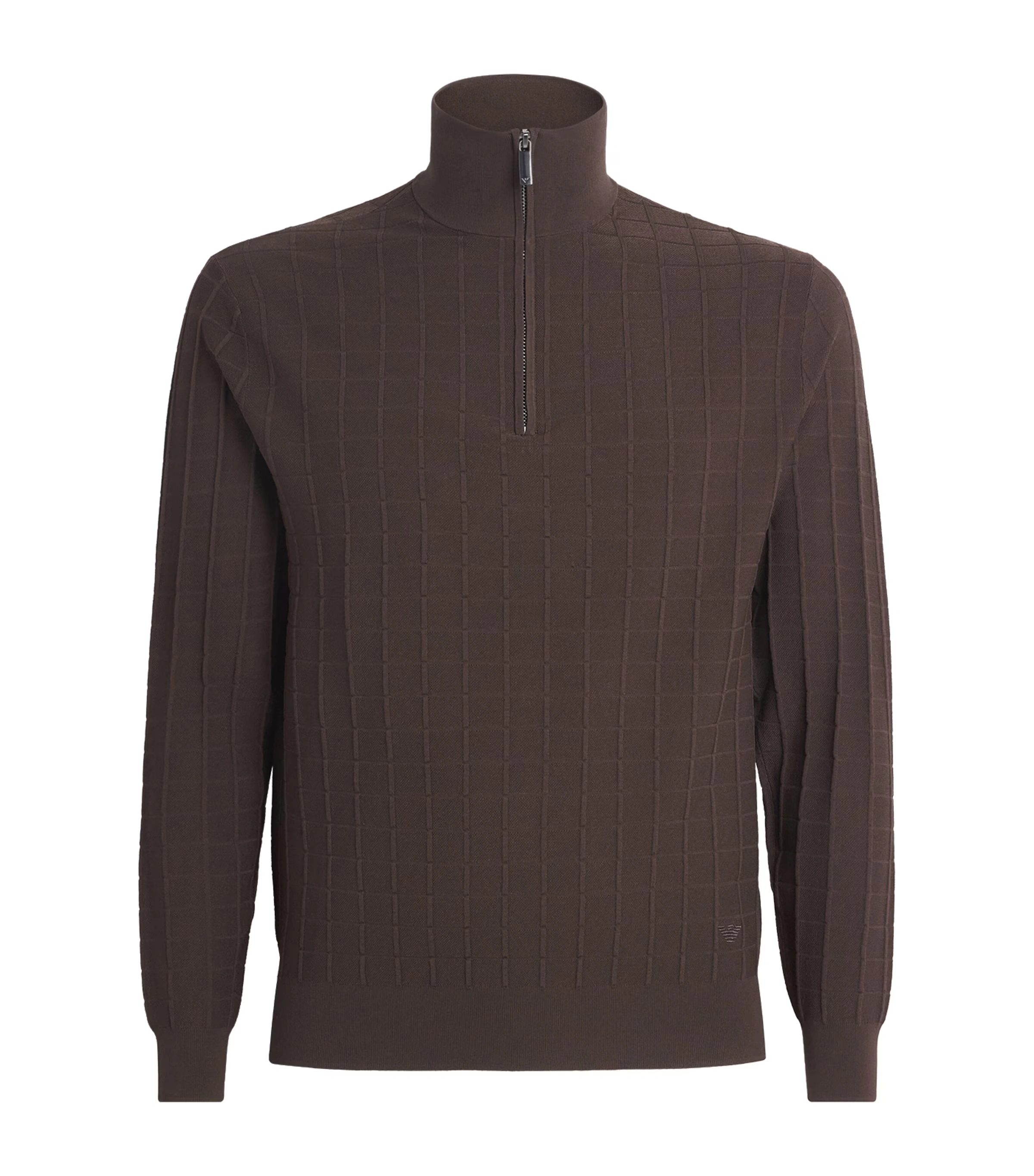 Check-Knit Quarter-Zip Sweater