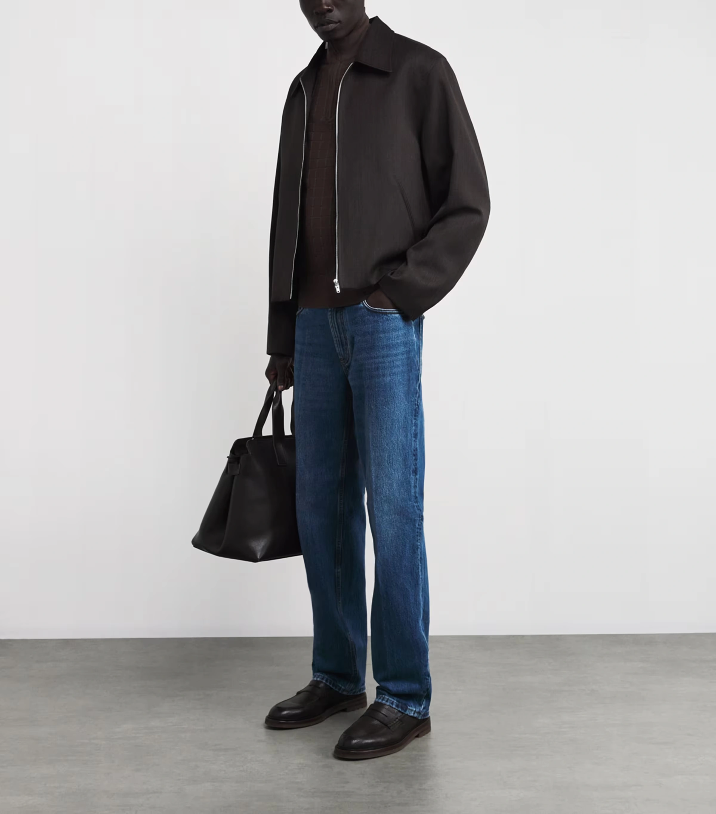 Check-Knit Quarter-Zip Sweater