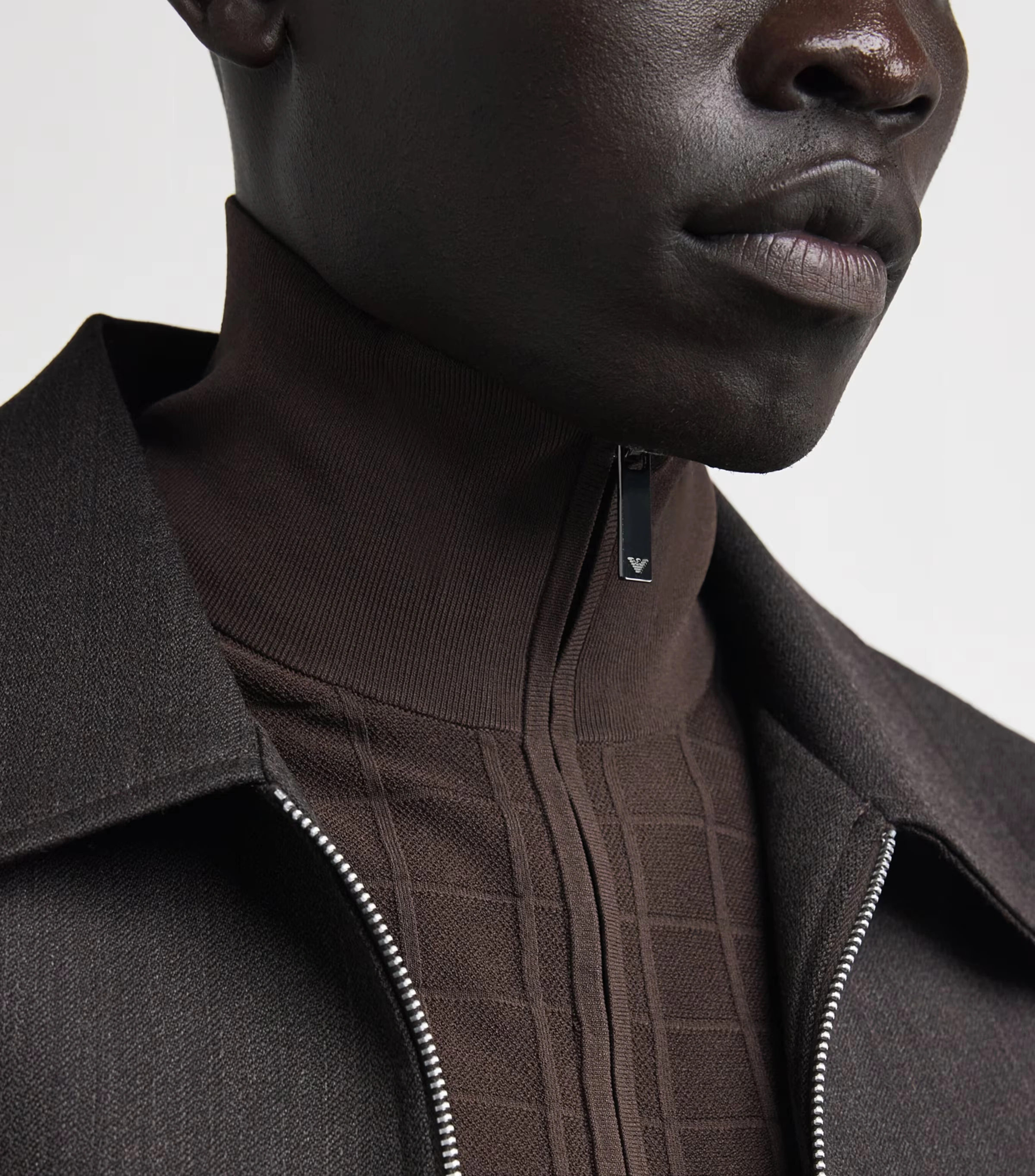 Check-Knit Quarter-Zip Sweater