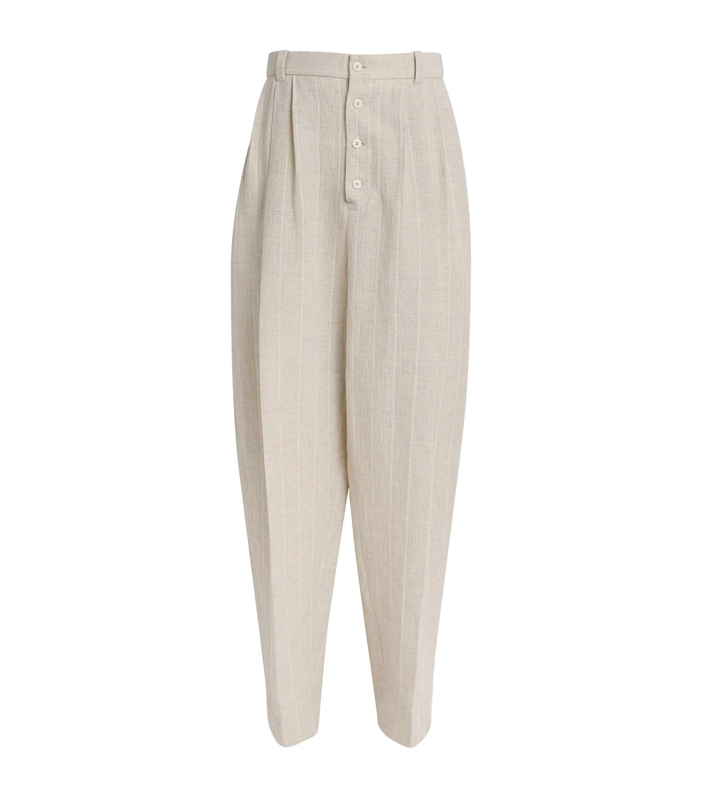 Cotton-Linen Pleated Trousers