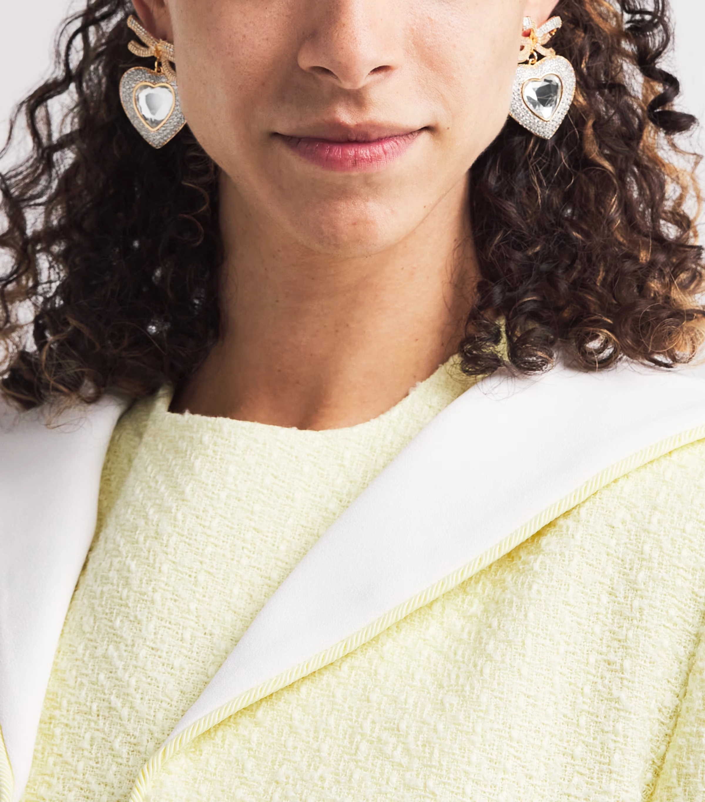 Crystal-Embellished Bow Heart Earrings