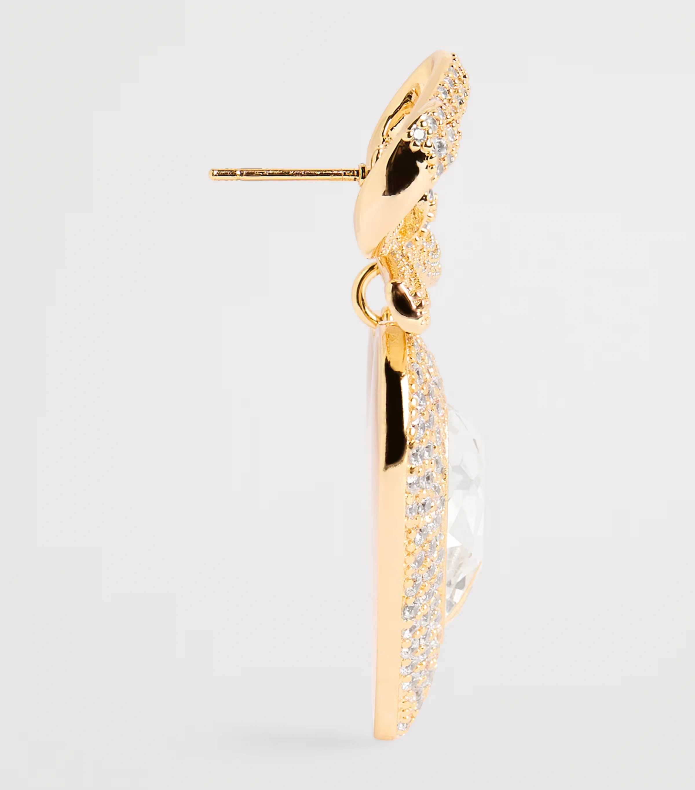 Crystal-Embellished Bow Heart Earrings