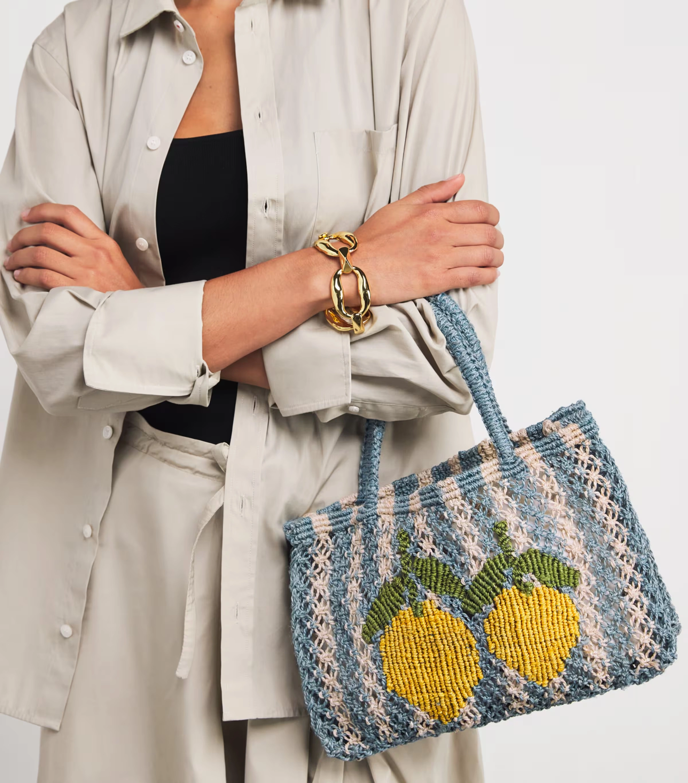 Small Stripe Lemons Tote Bag