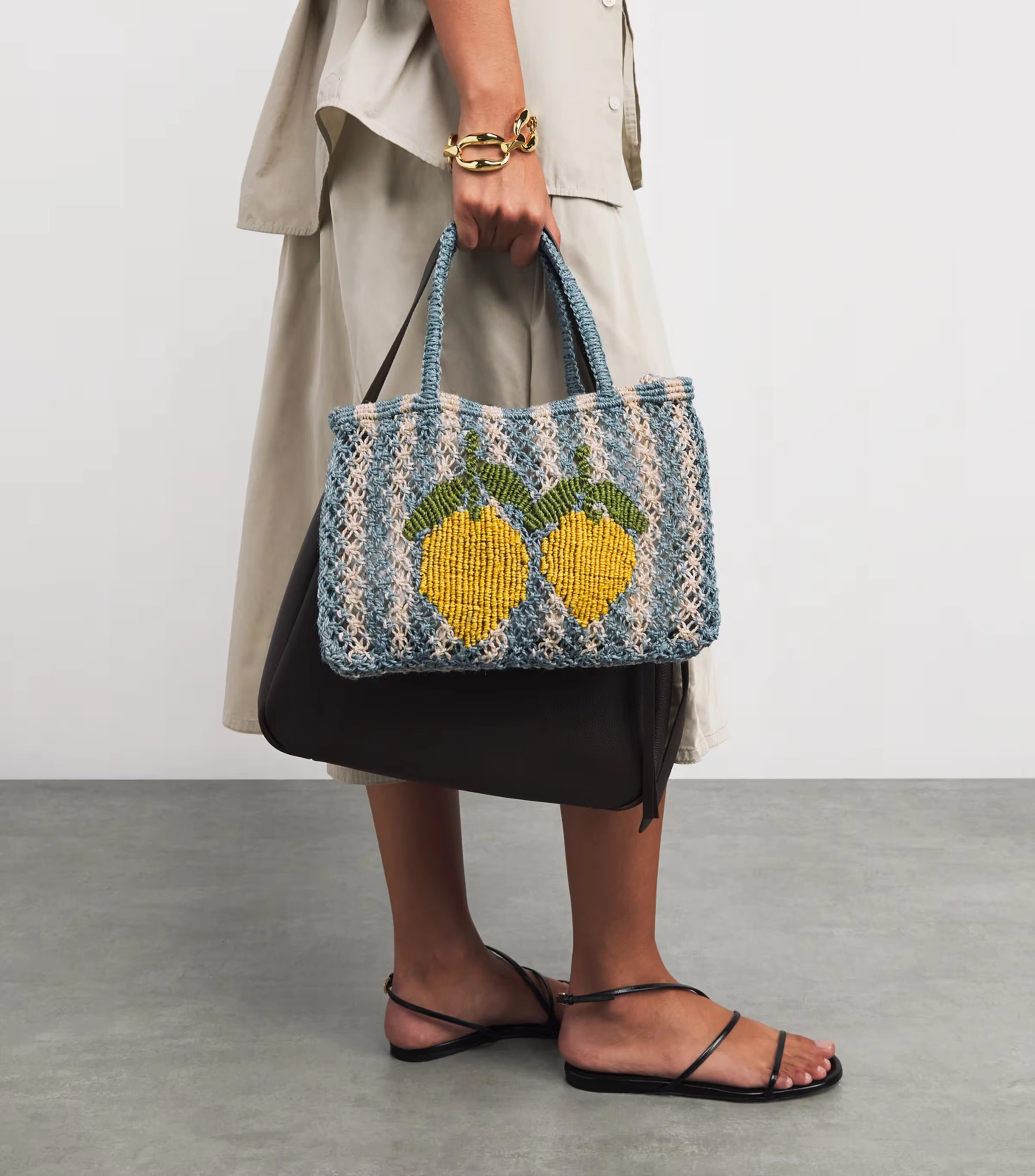 Small Stripe Lemons Tote Bag