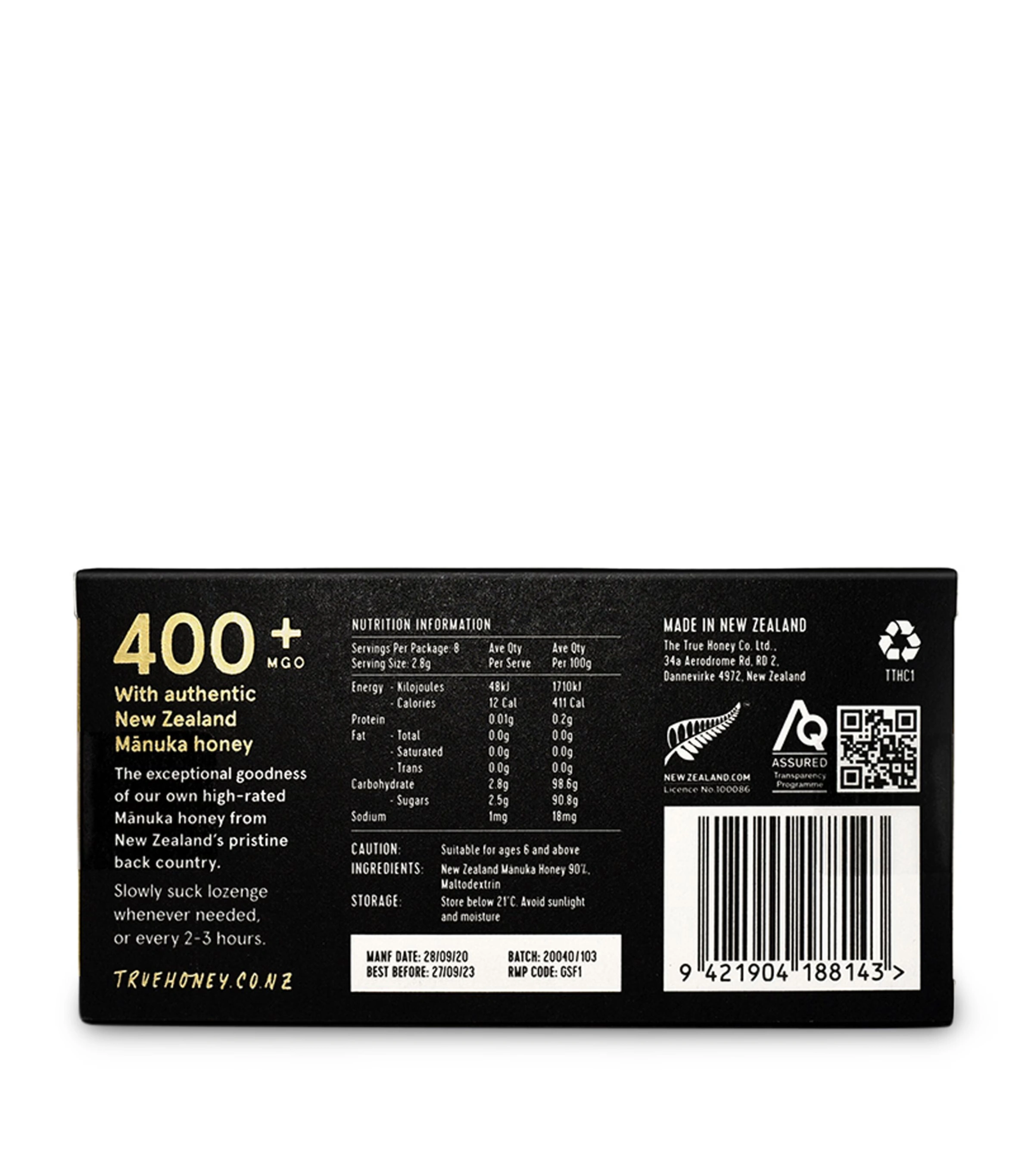 400+ MGO Manuka Honey Lozenges (8 x 2.8g) 3 400+ MGO Manuka Honey Lozenges (8 x 2.8g)