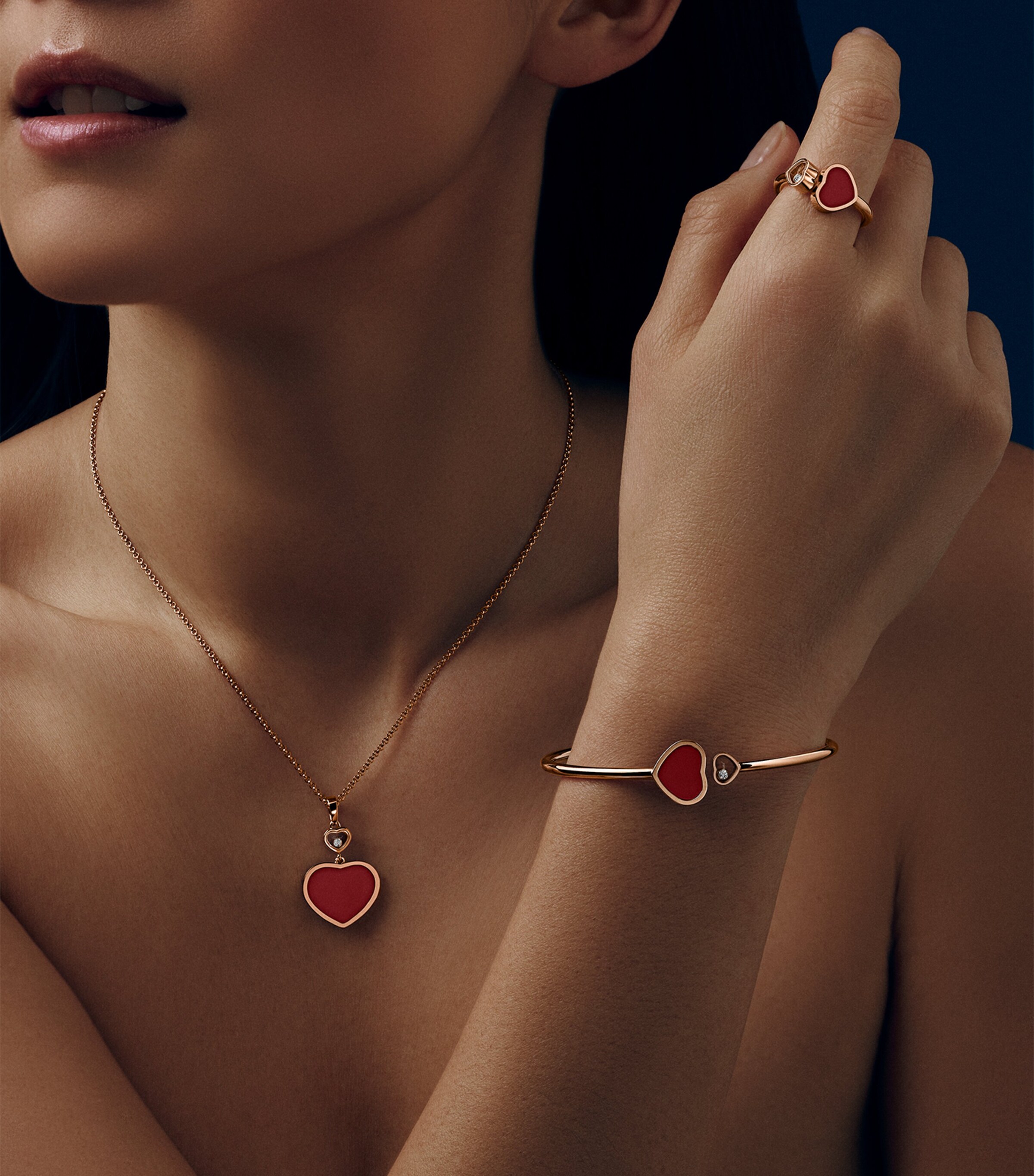 Rose Gold and Diamond Happy Hearts Bangle