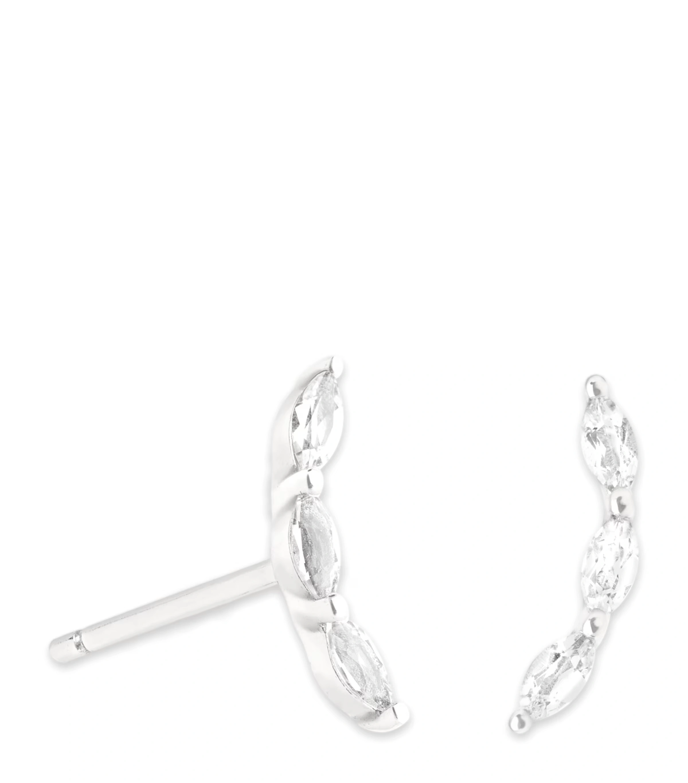 White Gold and White Topaz Marquise Stud Earrings