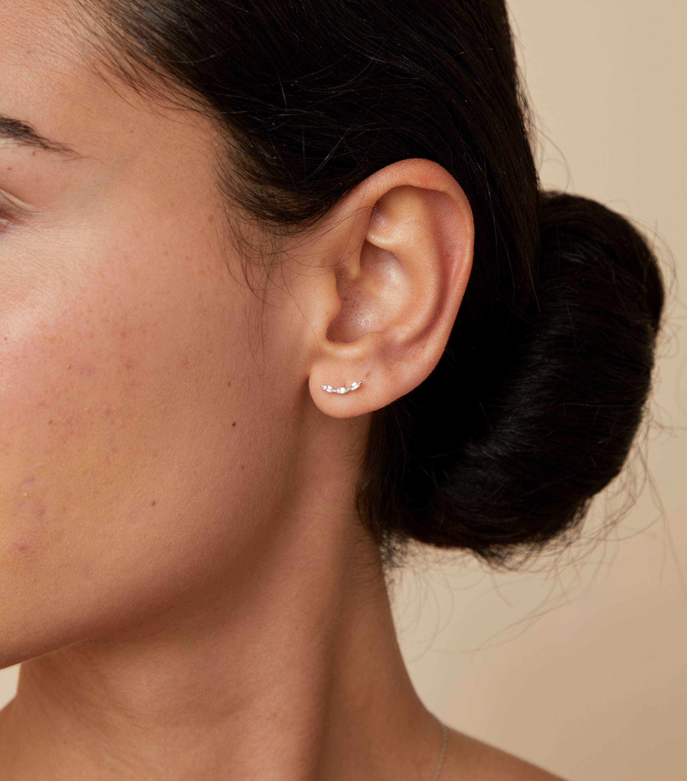 White Gold and White Topaz Marquise Stud Earrings