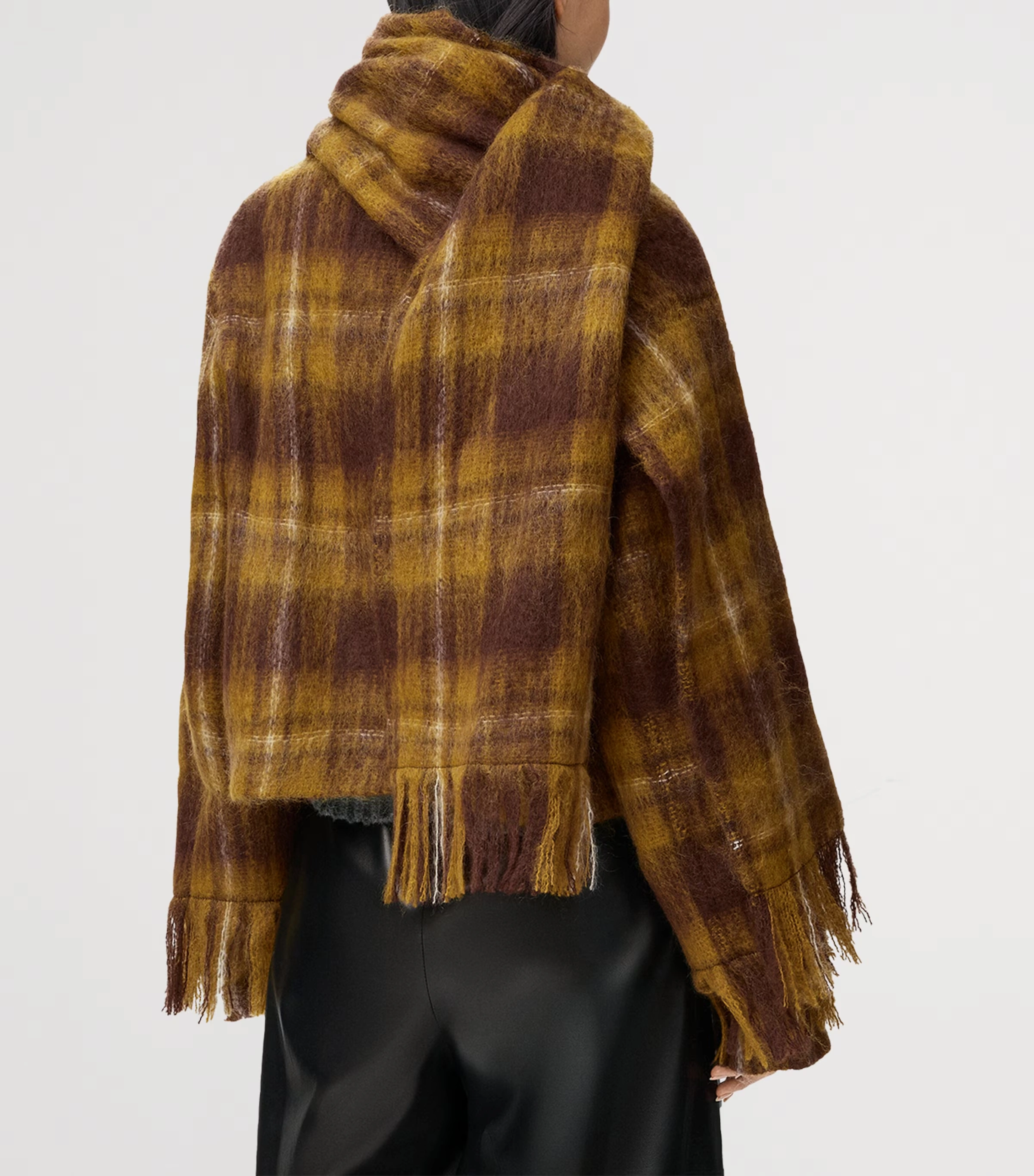 Mohair-Wool Scarf-Detail Check Coat 5 Mohair-Wool Scarf-Detail Check Coat