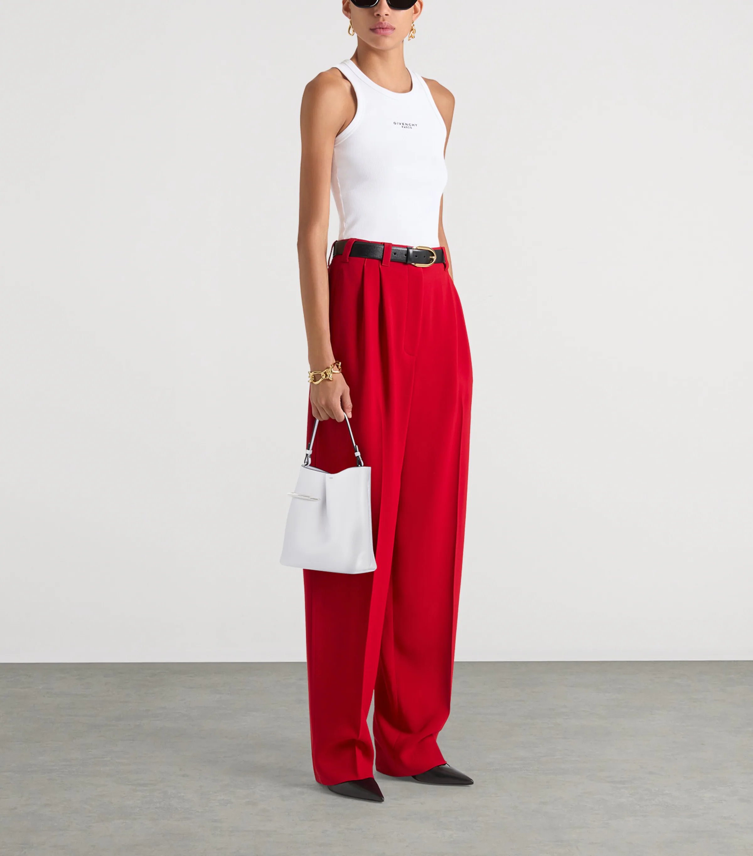 Lambskin Pinch Me Pouch Top-Handle Bag