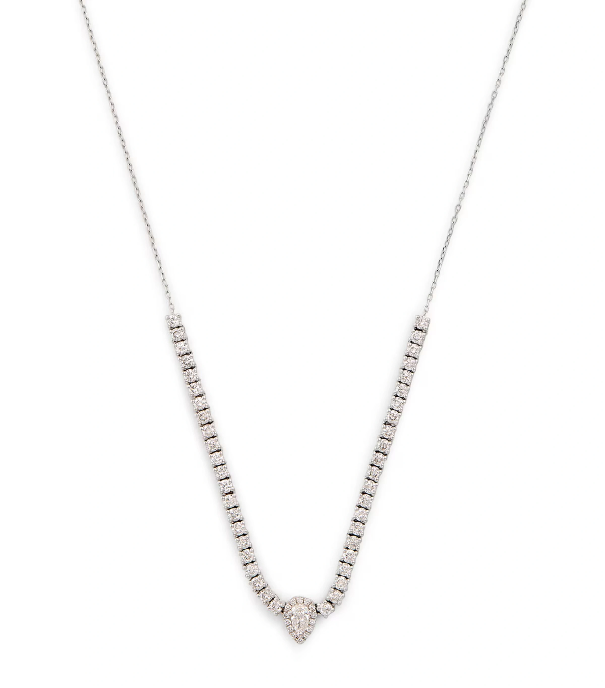 White Gold and Diamond Pear Tennis Necklace