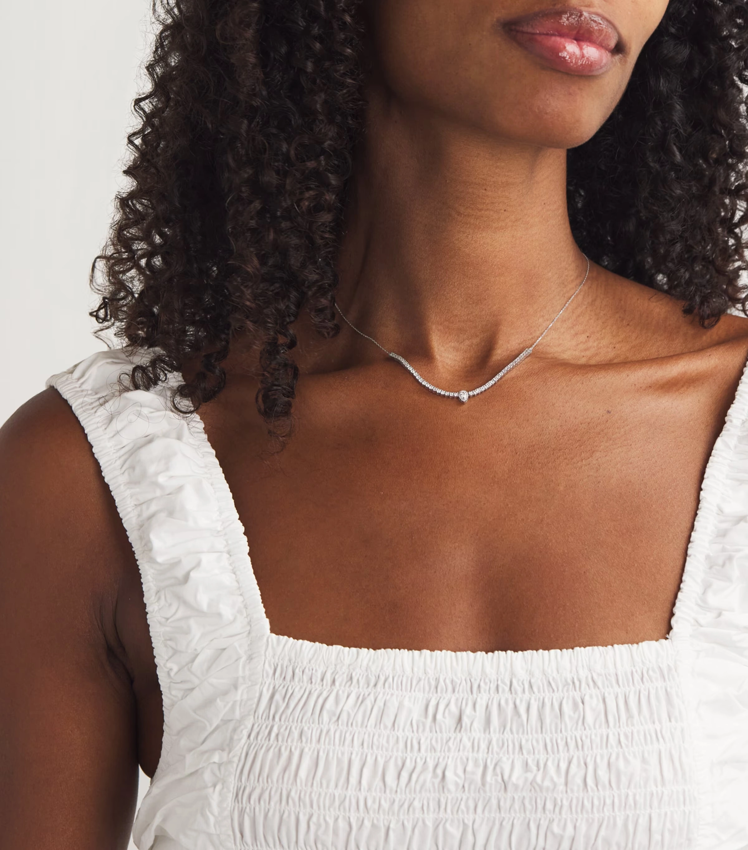 White Gold and Diamond Pear Tennis Necklace