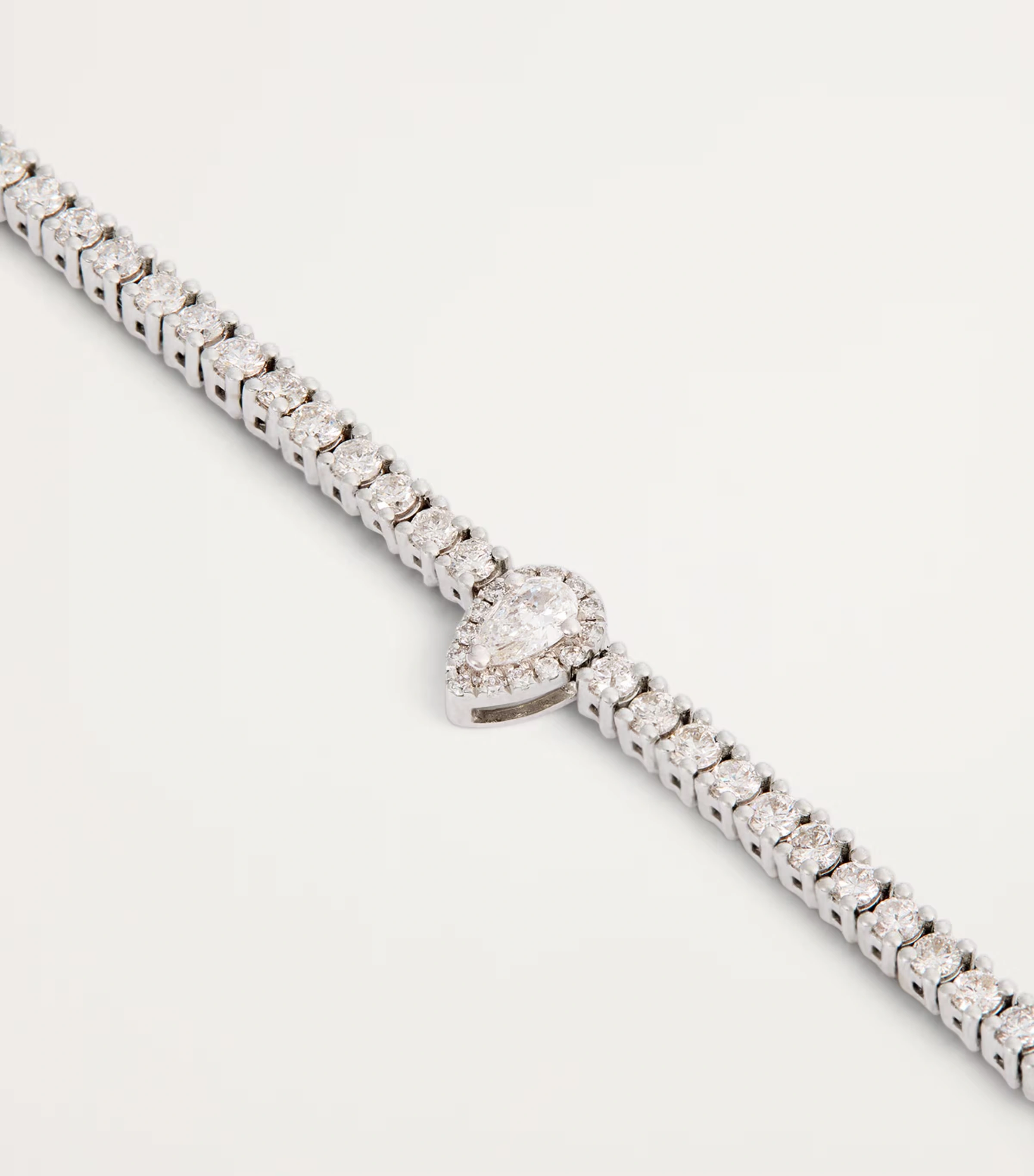 White Gold and Diamond Pear Tennis Necklace 4 White Gold and Diamond Pear Tennis Necklace