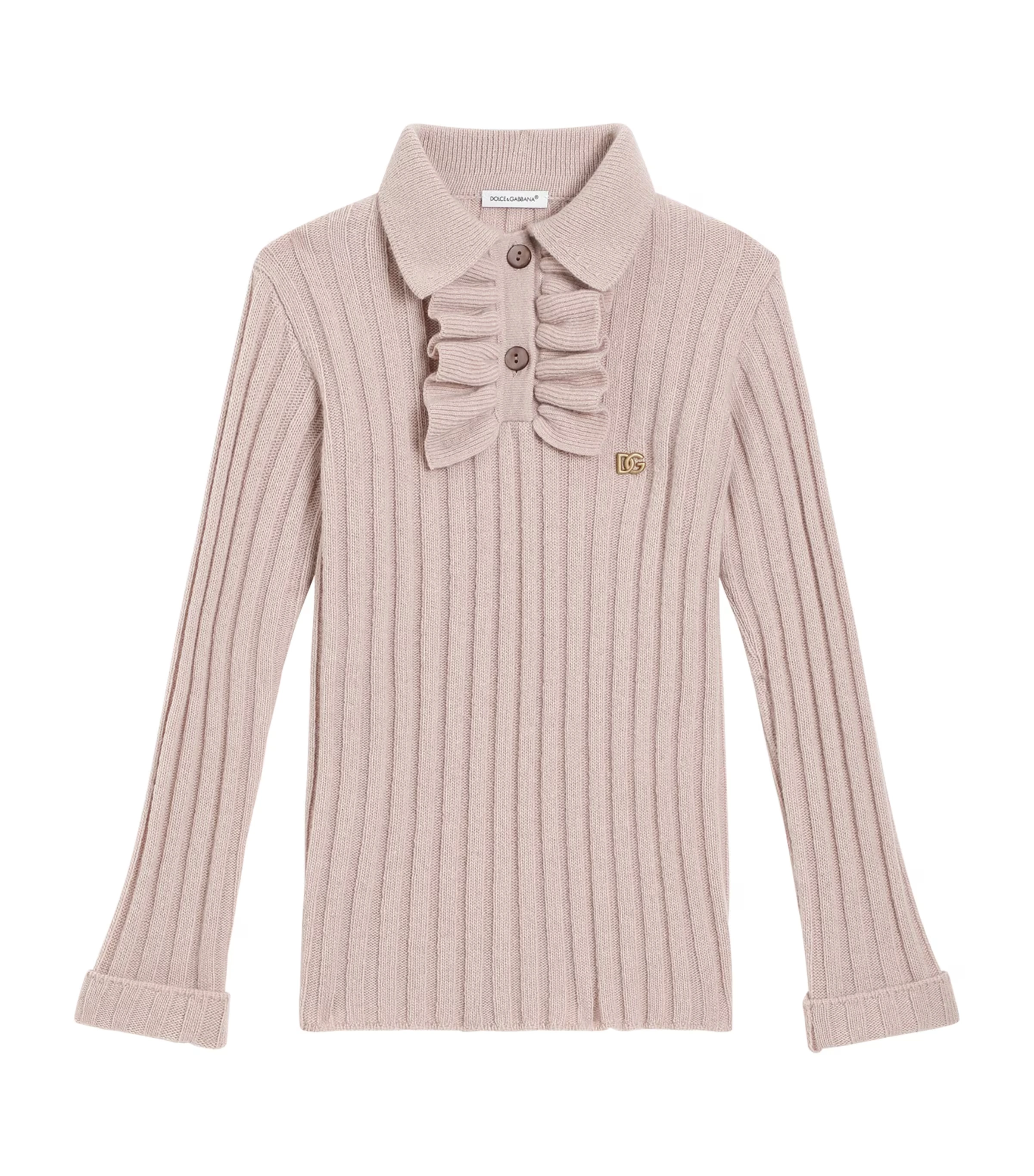 Virgin Wool Frilled-Neck Polo Sweater (8-12 Years)