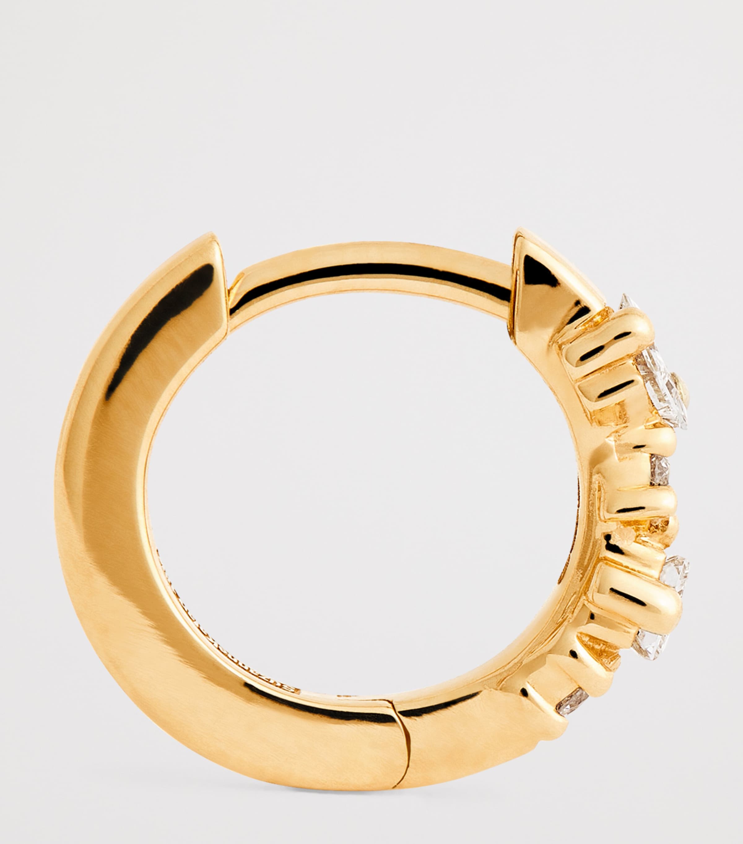 Yellow Gold and Diamond Princess Huggie Earrings 4 Yellow Gold and Diamond Princess Huggie Earrings