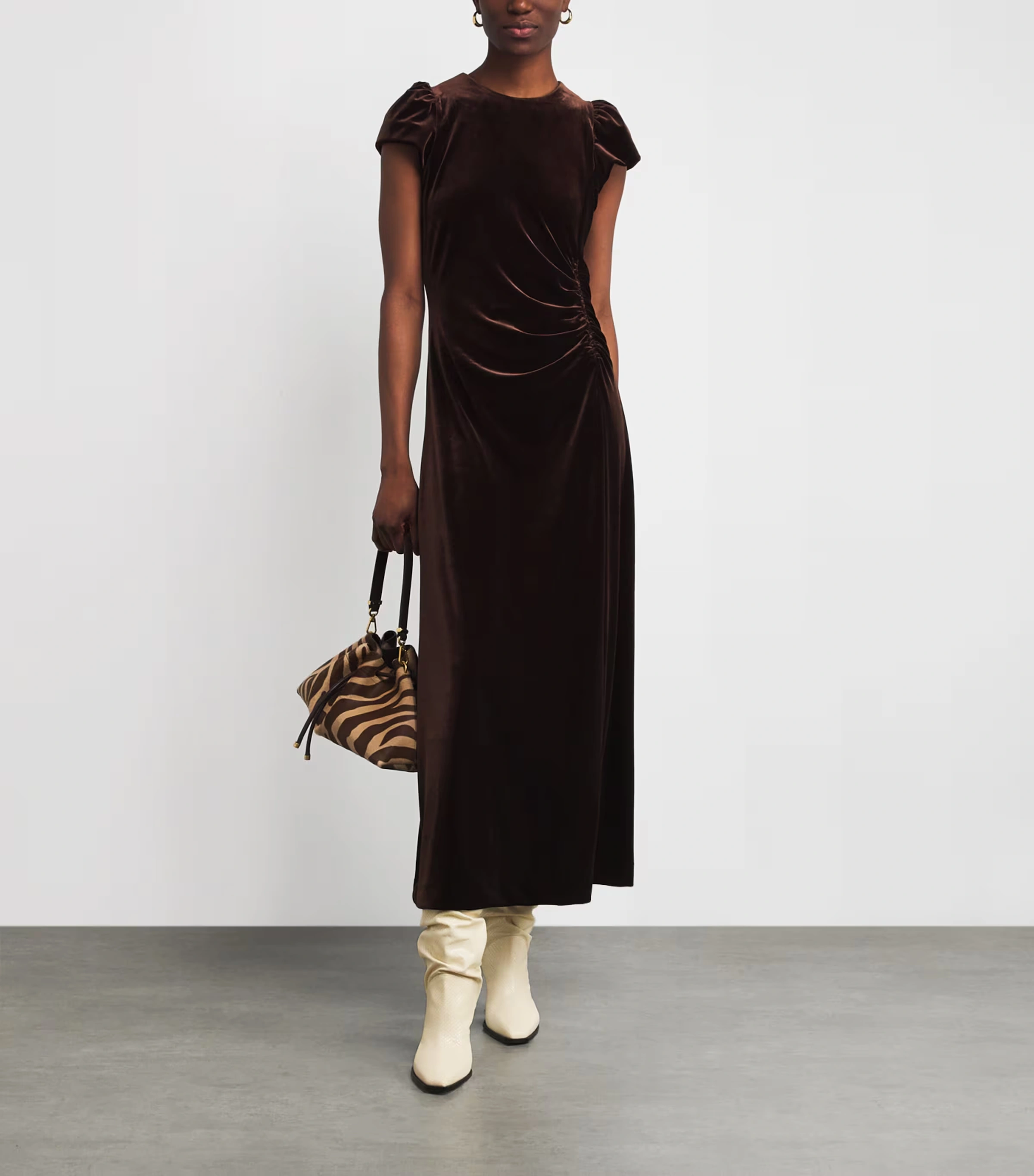 Velour Draped Maxi Dress
